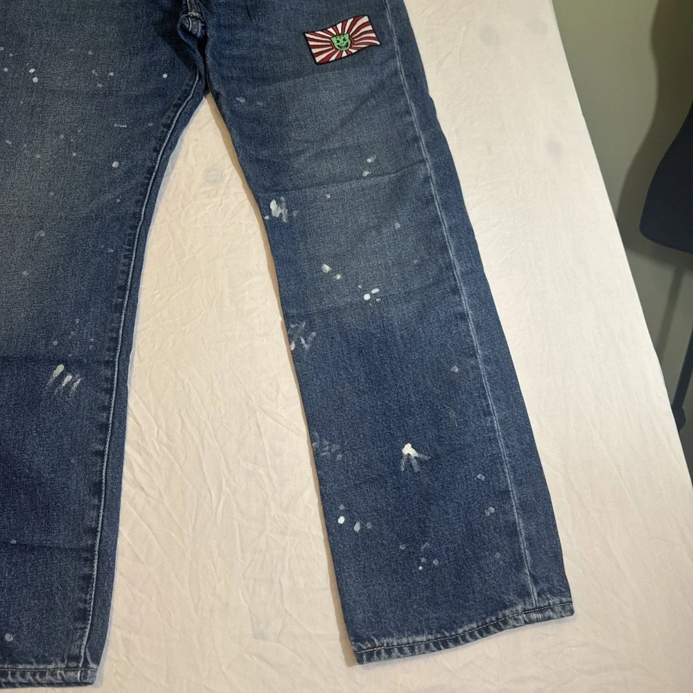 Vintage Levi's 551 With Big E Distressed W/Patches Very Worn Paint Mens 33‎ X 32